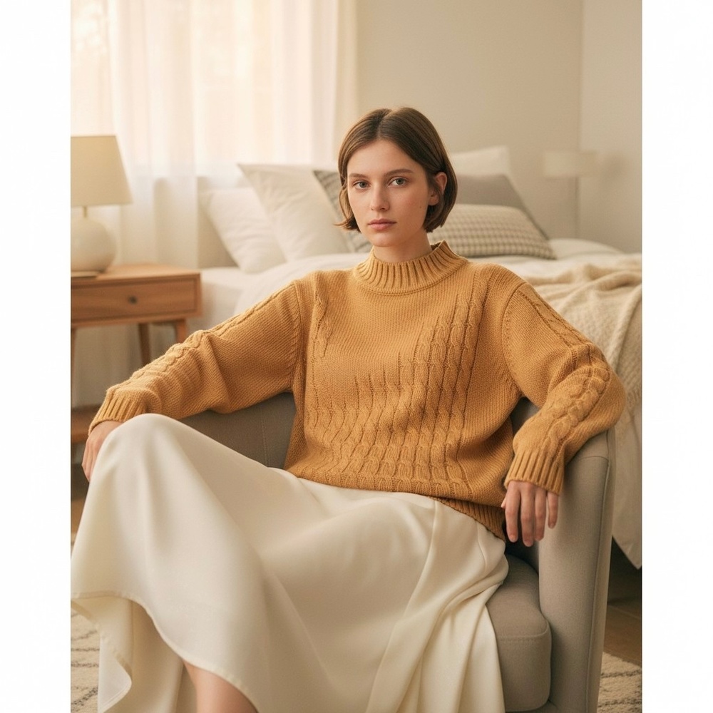 Elisabeth by Liz Claiborne Gold Knit Mock Neck Sweater 1X Sparkle Lurex